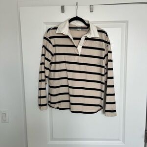 H&M Cream and Gray Striped Shirt
